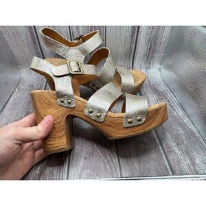 Kork-Ease Metallic and Tan Platform Heels